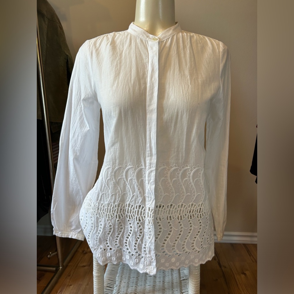 J. Crew cotton cut out mandarin style blouse